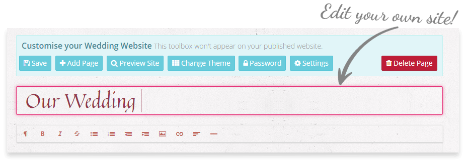 Edit your own site - Wedding Website
